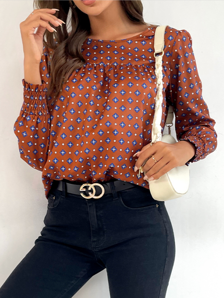 

Vintage Geometric Shirts & Tops, Orange, Long sleeve tops