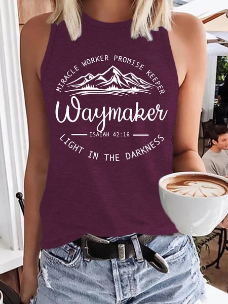 

Miracle worker promise keeper Waymaker Light in the darkness Christian Knit Tank, Wine red, Tank Tops