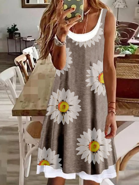 

Loosen Short Sleeve Knit Dress, Khaki, Mini Dresses