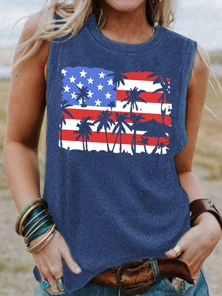 

American Flag And Tree Women's Tank, Light blue, Tank Tops