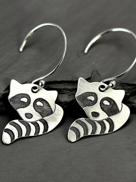 

JFN Vintage Alloy Raccoon Earrings, As picture, Earrings