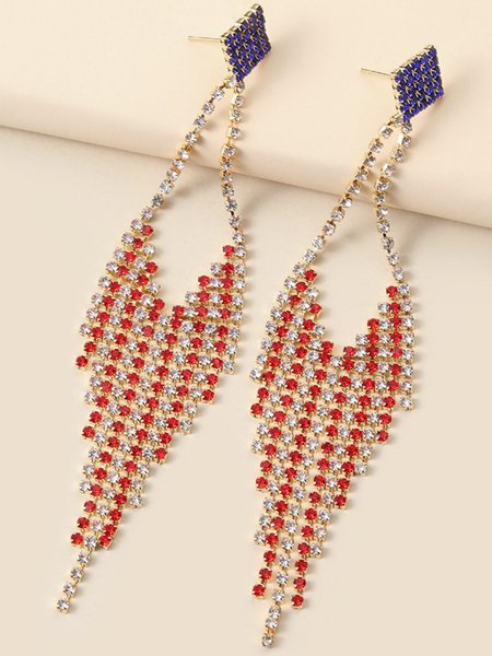 

Independence Day Flag Rhinestone Earrings, Color4, Earrings