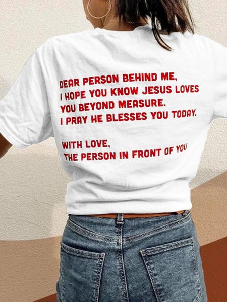 

Dear Person Behind Me, Love Like Jesus Faith Casual Short Sleeve Top, White, T-shirts
