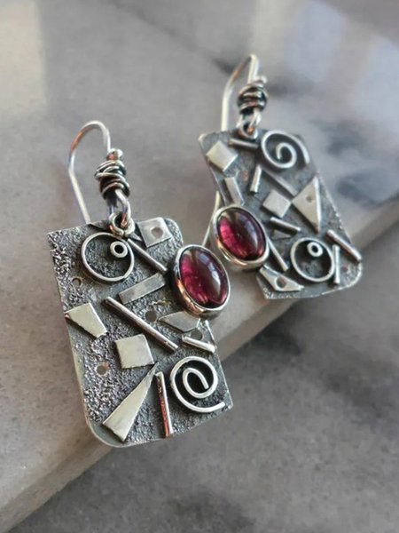 

JFN Vintage Alloy Ruby Earrings, As picture, Earrings