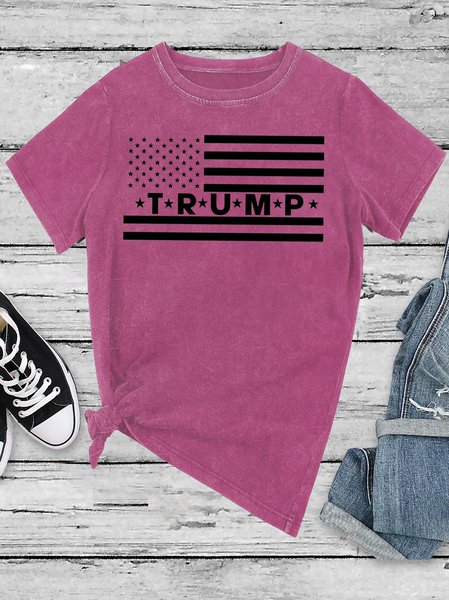 

Trump Flag Shirt Vintage Short Sleeve T-Shirt, Pink, T-shirts