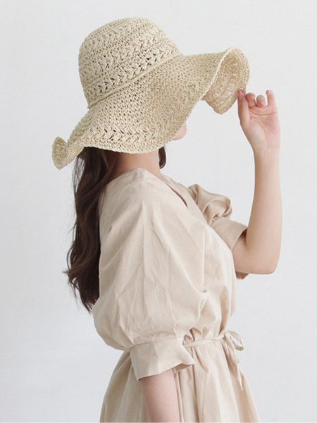 JFN Bohemian Beach Straw Hat, Off white, Women Hats