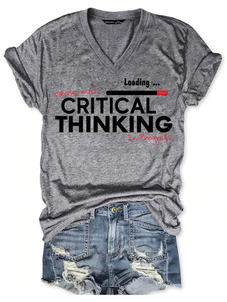 

Critical Thinking Women's Short Sleeve T-Shirt, Gray, T-shirts