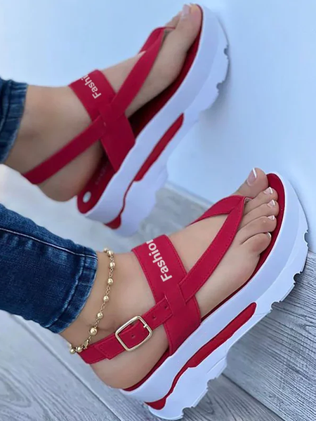 

Women's Fashion Thong Platform Sandals, Red, Flat & Loafers