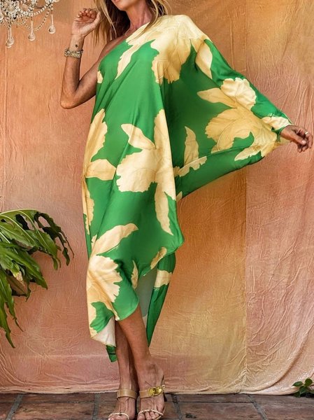 

Loosen Short Sleeve Woven Dress, Green, Summer Dresses