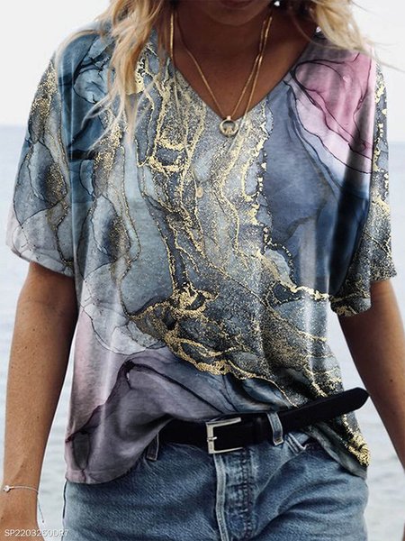 

Casual Ombre Loosen Short Sleeve T-Shirt, Multicolor, T-Shirts