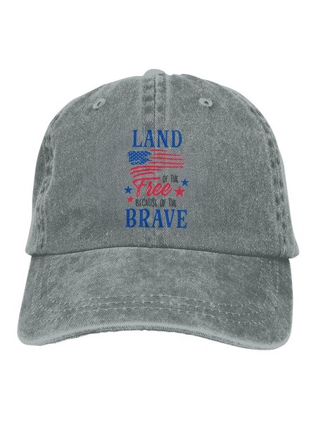 

Land Of The Free Because Of The Brave Adjustable Hat, Gray, Hats