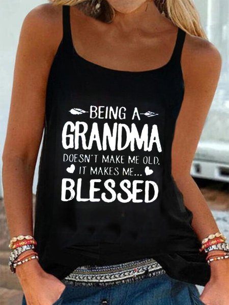 

Letters Sleeveless Plus Size Casual Spaghetti Knit Tank, Black, Tank Top