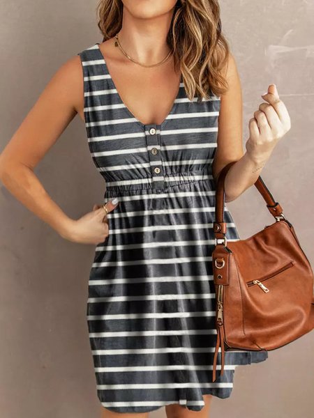 

Casual V Neck Sleeveless Knitting Dresses, Gray, Dresses