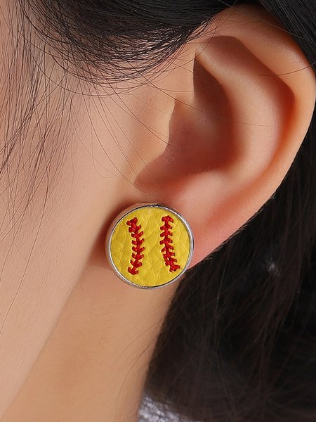 

JFN Vintage Alloy Baseball Stud Earrings, As picture, Earrings
