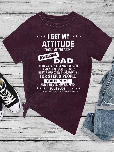 

I Get My Attitude From Awesome Dad Vintage T-Shirt, Deep red, T-shirts