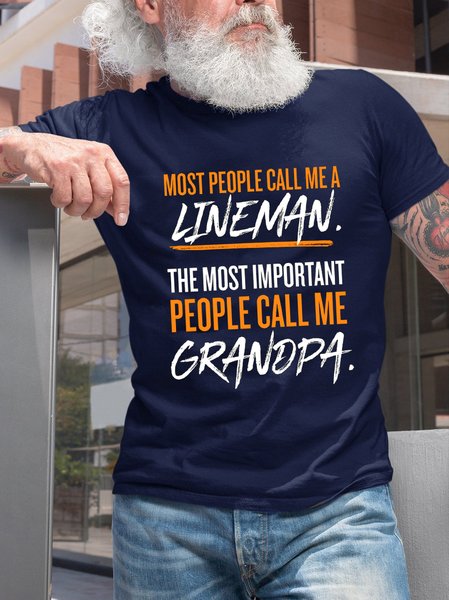 

The Most Important People Call Me Grandpa Funny T-Shirt, Purplish blue, T-shirts