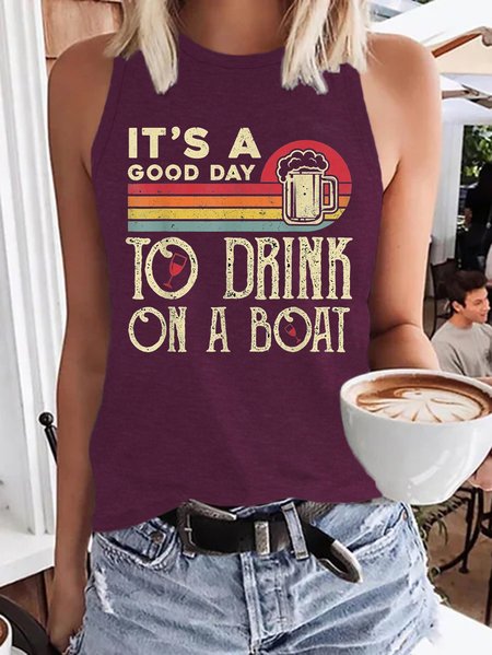 

It's A Good Day To Drink On A Boat Tank, Wine red, Tank Tops