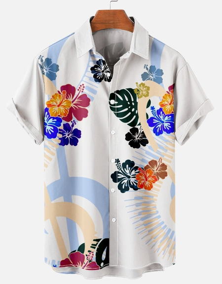 

Casual Vacation Geometric Short Sleeve Shirt, As picture, Short Sleeves Shirts