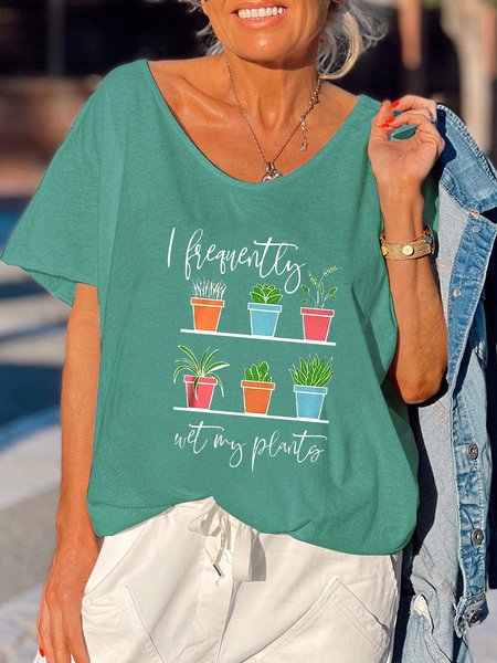 

I Frequently Wet My Plants Funny Gardening T-Shirt, Green, T-shirts