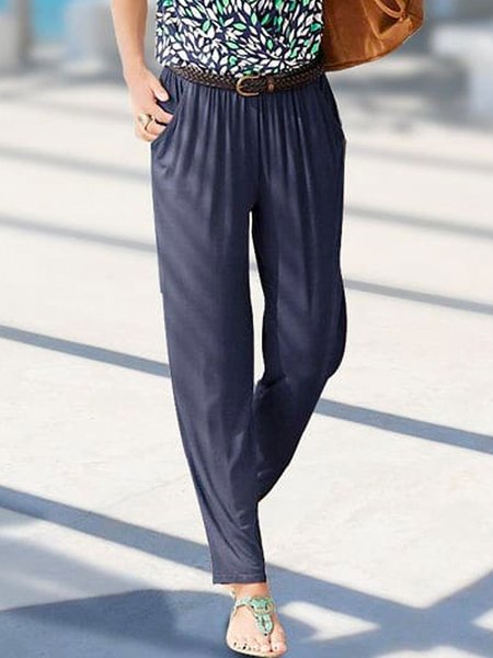

Loosen Casual Pants, Purplish blue, Pants