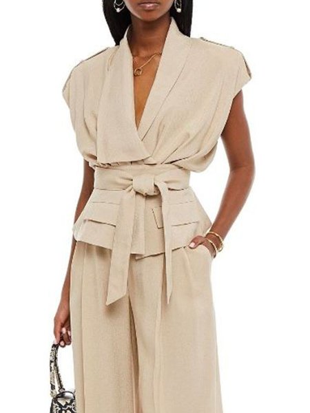 

Loosen Simple Plain Short Sleeve Top, Light camel, Blouses and Shirts
