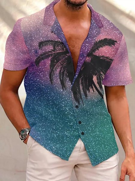 

Palm Tree Men's Short Sleeve Shirt, As picture, Short Sleeves Shirts