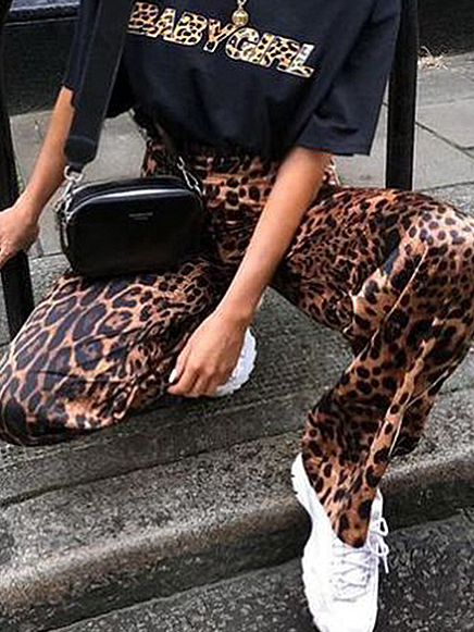 

Striped Leopard Casual Loosen Pants, Color1, Pants