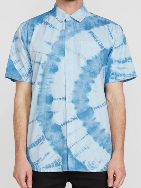 

Cotton and Linen Style Natural Grain Gradient Print Linen Shirt, As picture, Shirts ＆ Blouse