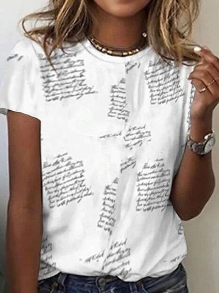 

Regular Fit Casual Crew Neck Short Sleeve T-Shirt, White, T-Shirts