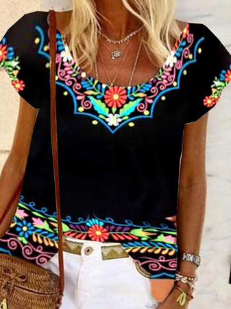 Tribal Regular Fit Scoop Neckline Short Sleeve T-Shirt, Black, T-Shirts