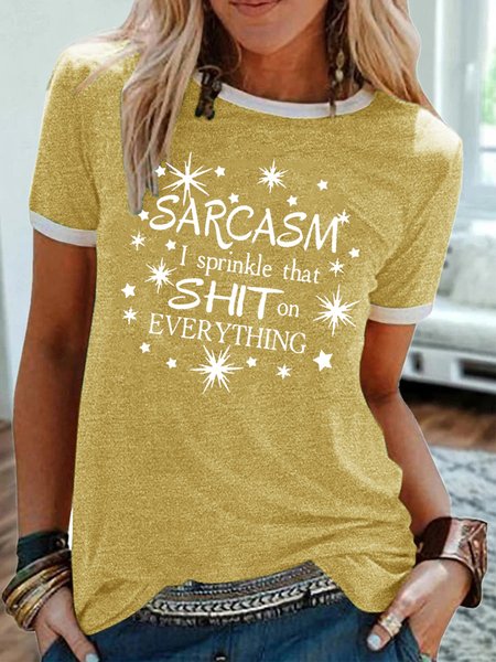 

Cute Sarcasm Letter Short Sleeve T-Shirt, Yellow, T-shirts