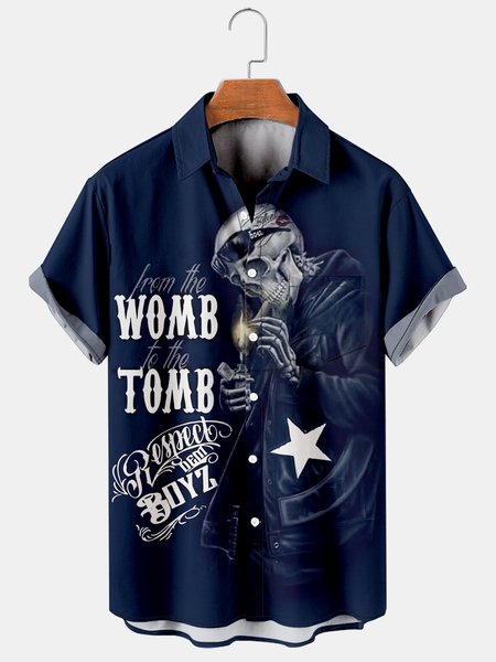 

Men's Casual Rugby Short Sleeve Hawaiian Shirt with Chest Pocket, Black, Men's Floral shirt