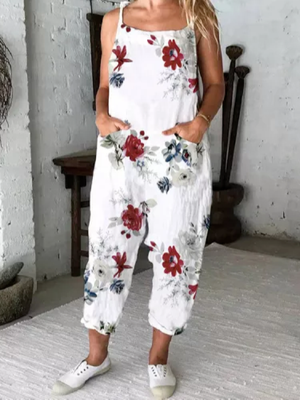 

Linen Vacation Floral Jumpsuit & Romper, White, Jumpsuits & Rompers