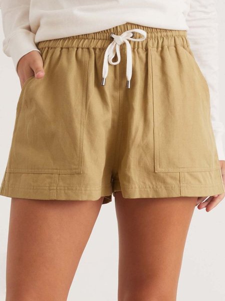 

Cotton Solid Casual Loosen Pockets Shorts, Khaki, Shorts