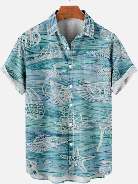 

Ocean Beach Men's Short Sleeve Shirt, As picture, Short Sleeves Shirts