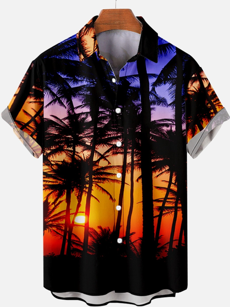 

Palm Tree Men's Short Sleeve Shirt, As picture, Short Sleeves Shirts