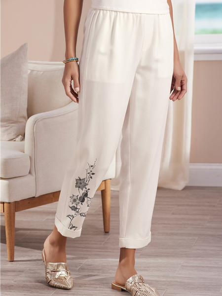 

Casual Loosen Pants, White, Pants