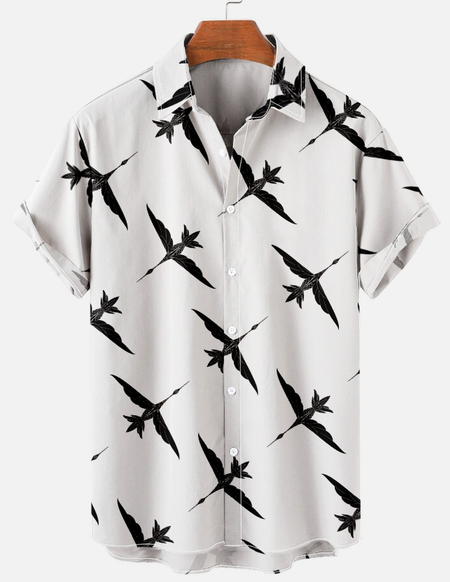 

Animal Casual Short Sleeve Shirt, White, Short Sleeves Shirts
