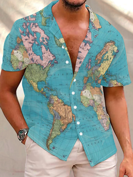 

Hawaii Vintage Map Short Sleeve Short sleeve shirt, As picture, Short Sleeves Shirts