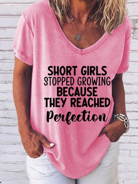 

Short Girls Funny Print Casual Short Sleeve Tops, Pink, T-shirts