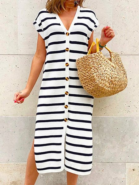 

Stripe print basic spring new hot discount super nice ladies dress, Multicolor, Dresses