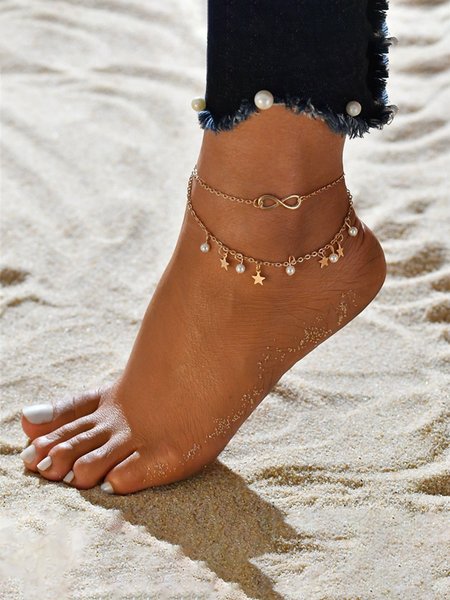 

Beach Vacation Pearl Star Anklet, As picture, Anklets