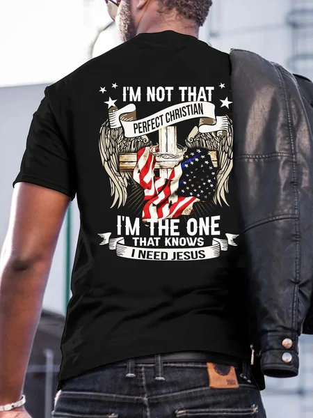 

I'm Not That Perfect Christian Casual Short Sleeve T-Shirt, Black, T-shirts
