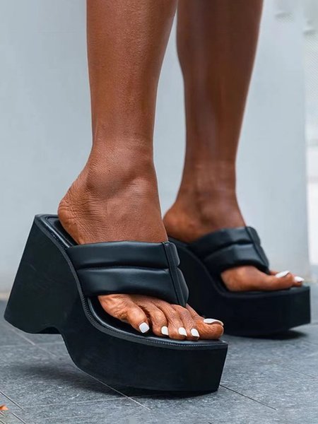 

Street Personality Platform High Heel Flip-Flops, Black, Sandals