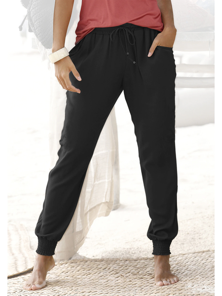 

Plus size Plain Casual Pants, Black, Pants