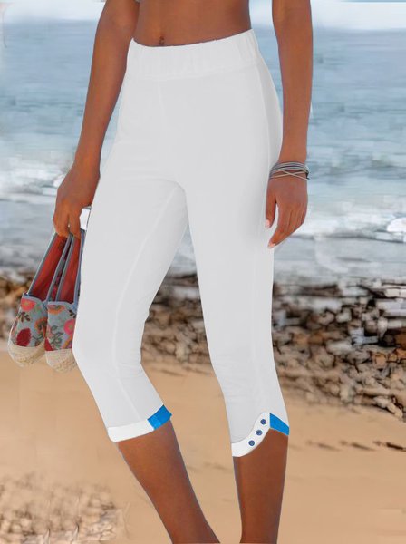 

Skinny Color Block Pants, White, Pants