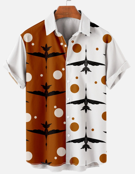 

Shirt Collar Spots Animal Short Sleeve Shirt, As picture, Short Sleeves Shirts