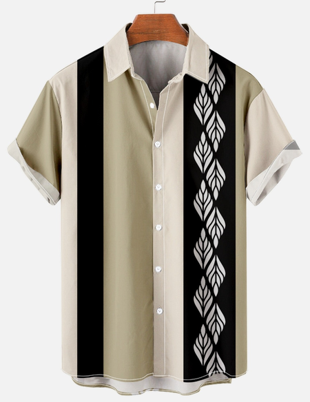 

Casual Striped Short Sleeve Shirt, As picture, Short Sleeves Shirts