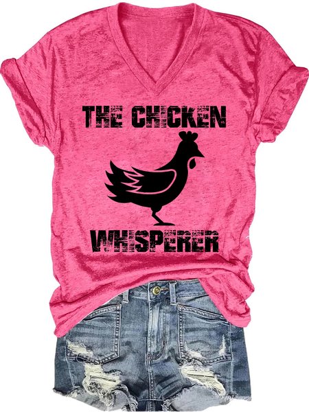 

The Chicken Whisperer Casual Short Sleeve T-Shirt, Pink, T-shirts
