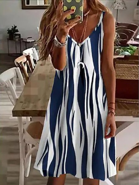 

Regular Fit V Neck Sleeveless Knit Dress, Dark blue, Dresses